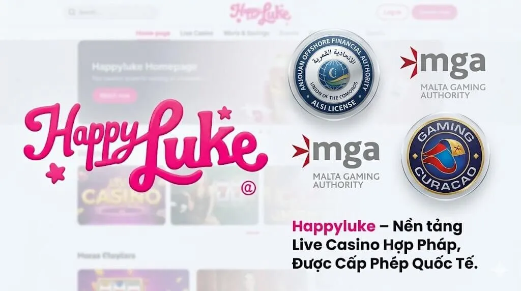 Casino trực tuyến Happyluke được cấp phép bởi Anjouan, MGA và Gaming Curacao.