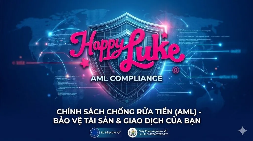 Hình ảnh minh họa chính sách chống rửa tiền AML tại cổng game Happyluke, cam kết tuân thủ pháp lý quốc tế để bảo vệ tài sản và minh bạch giao dịch cho người chơi.