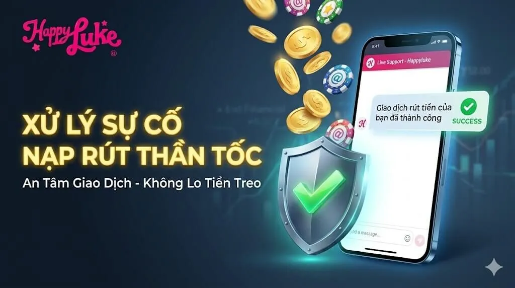 Hình ảnh biểu tượng ổ khóa kỹ thuật số thể hiện hệ thống bảo mật tuyệt đối chuẩn quốc tế của Happyluke, giúp bảo vệ an toàn dữ liệu hội viên.