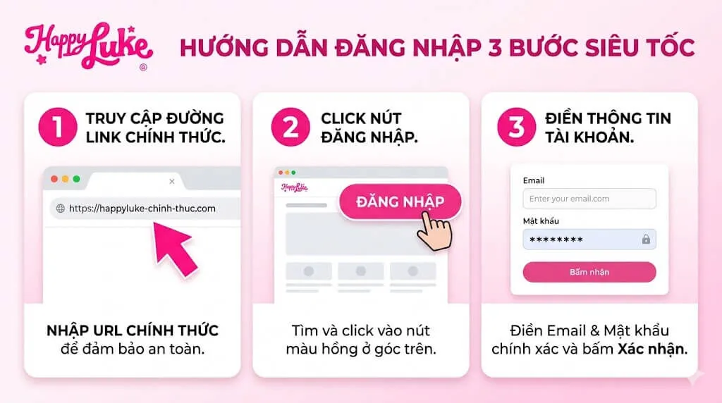 Hướng dẫn chi tiết 3 bước đăng nhập tài khoản Happyluke nhanh chóng, chính xác dành cho người chơi mới.